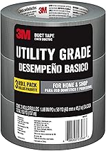 3M Utility Duct Tape, 3 Rolls, 1.88" in x 50 yd, Strong Adhesive, Adheres to Multiple Surfaces, Hand-Tearable, Silver Color Tape, Sticks Instantly, Perfect for Home & Shop Use (1950-3PK)