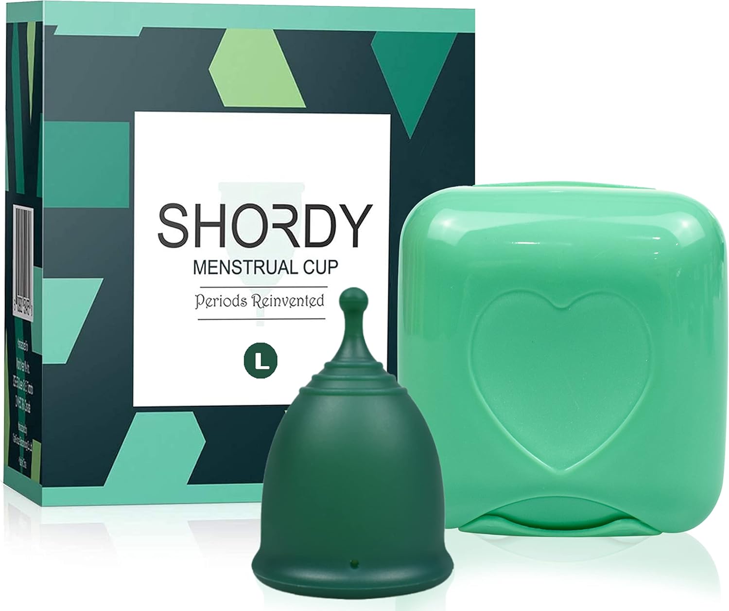 SHORDY Menstrual Cup, Single Pack (Large) with Box, Soft & Flexible, Copa Menstrual Kit for Women | Up to 12 Hours of Comfort, Eco-Friendly & Safer Alternative to Pads & Tampons (Green)