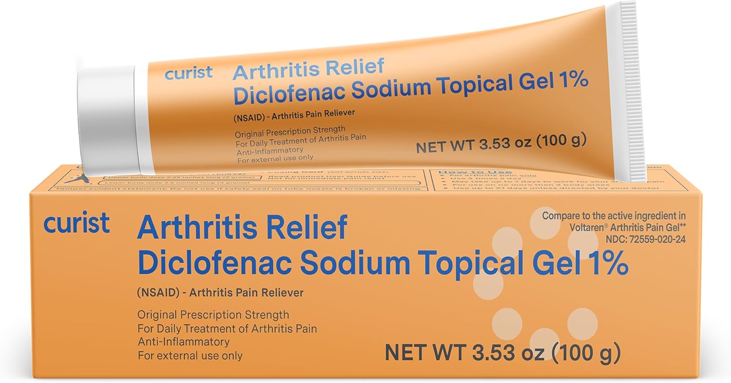 Curist Diclofenac Sodium Topical Gel 1 Percent 100g for Arthritis Pain - Joint Pain Relief for Hand Pain, Foot Pain, Knee Pain, Elbow Pain & Ankle Pain - 1% - 3.53oz