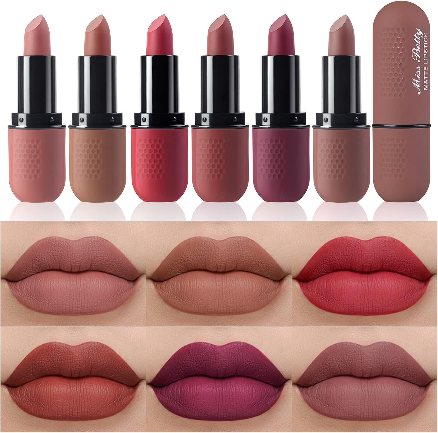 6 Colors Matte Lipstick Set Smooth Nude Lip Stick Long Lasting & Waterproof Non-Stick Cup Nude Color Lip Makeup Gift Set for Girls and Women (01 Set)