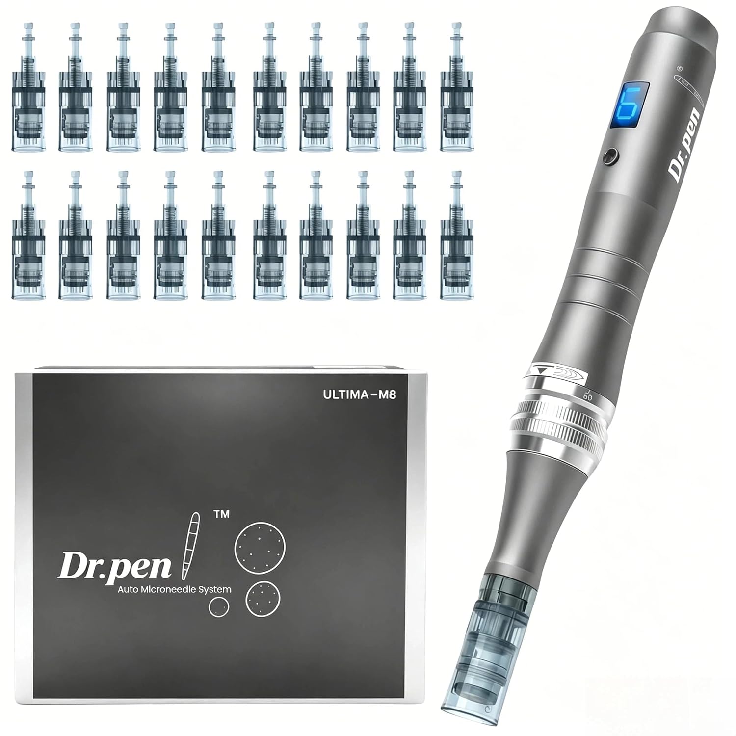 Dr Pen M8 Microneedling Pen with 20 Cartridges for Home Use - 0.25mm