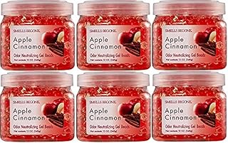 SMELLS BEGONE Odor Eliminator Gel Beads - 12 oz, Pack of 6 - Eliminates Odor in Bathrooms, Cars, Boats, RVs & Pet Areas - Air Freshener - Made with Essential Oils - Apple Cinnamon Scent