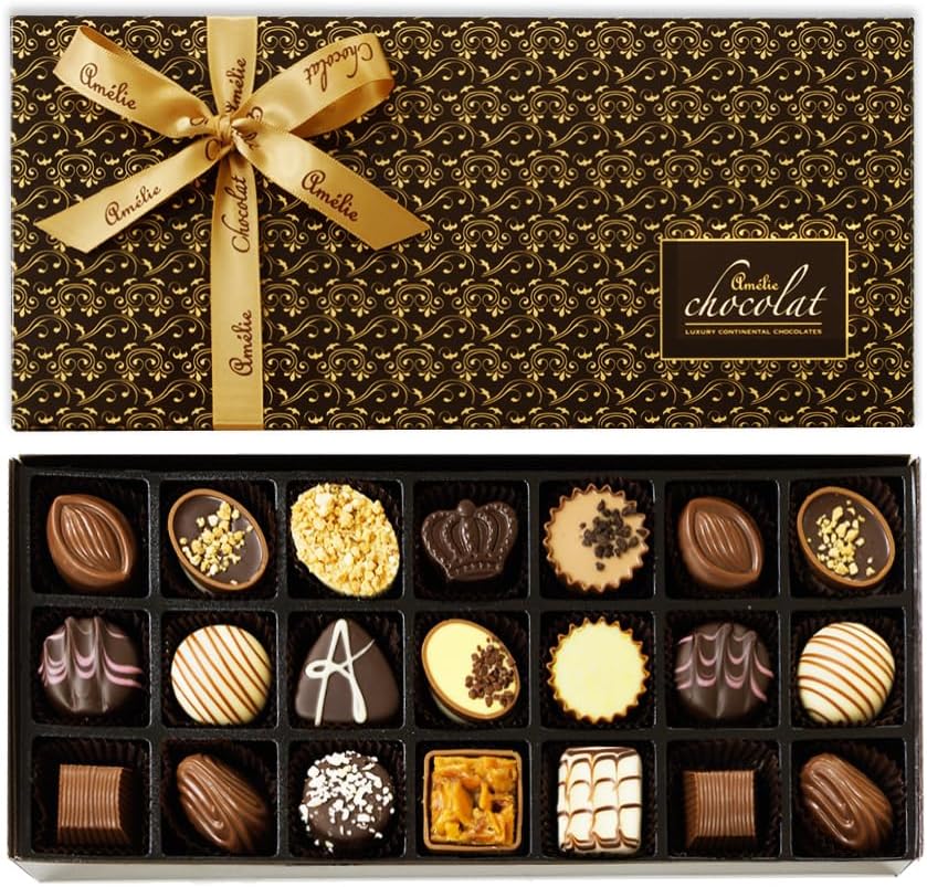 Amelie Chocolat Luxury Collection | Luxury Handmade Chocolates | Adult Chocolate Gifts | 21 Assorted Chocolates | Belgian Chocolate Gifts | Pralines | Ganache