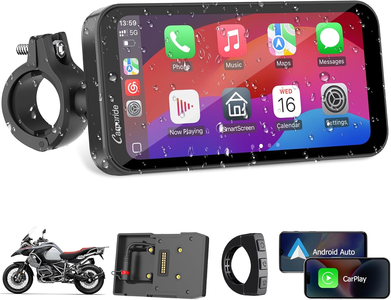 Carpuride W603B 6.3" Motorcycle Carplay Screen for R1200GS R1250GS S1000XR