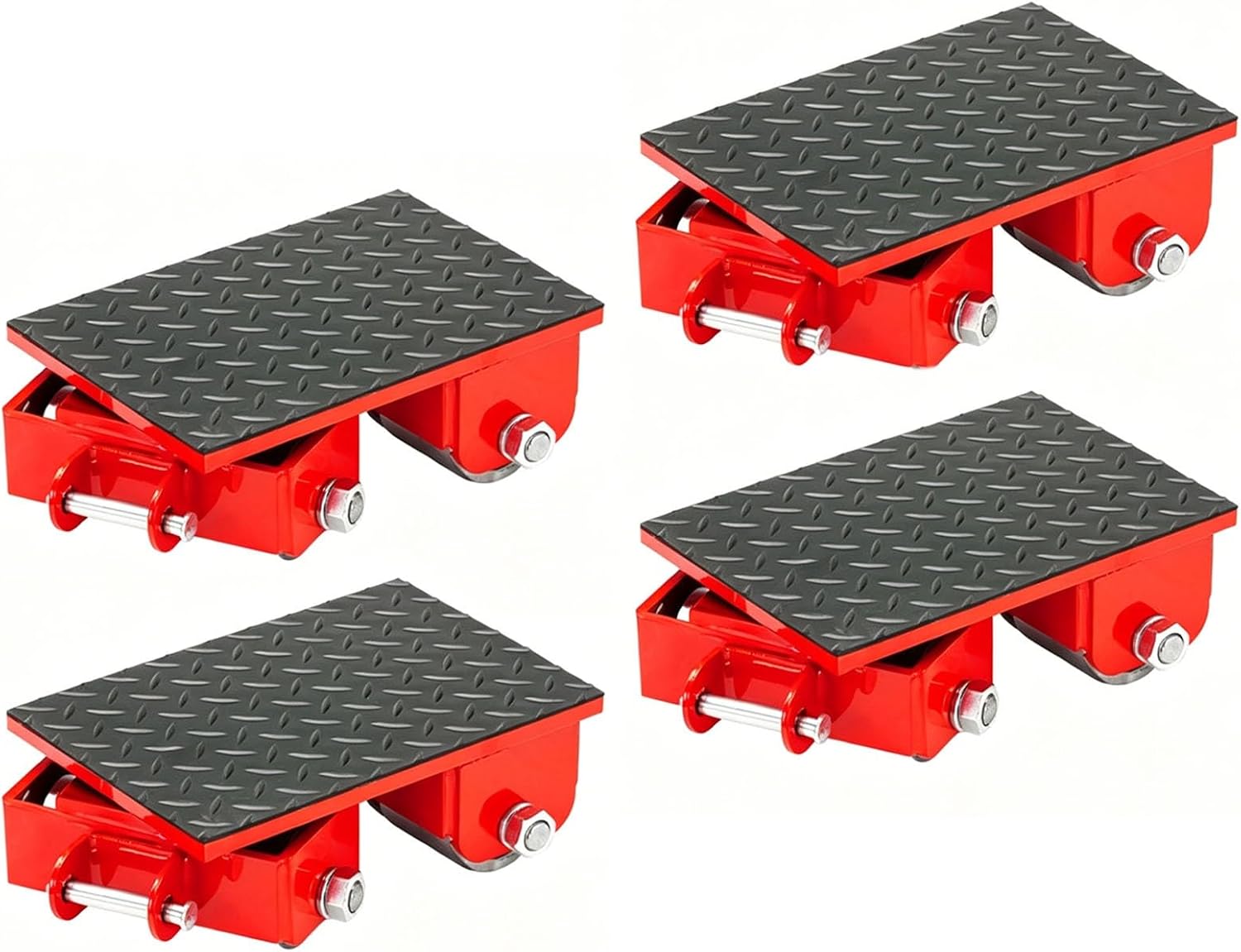 Heavy Duty Machine Skate Dolly with 4 PU Wheels, 13227LB Equipment Moving Skates, Industrial Cargo Trolley for Workshop, Port Logistics(Steel Wheels)
