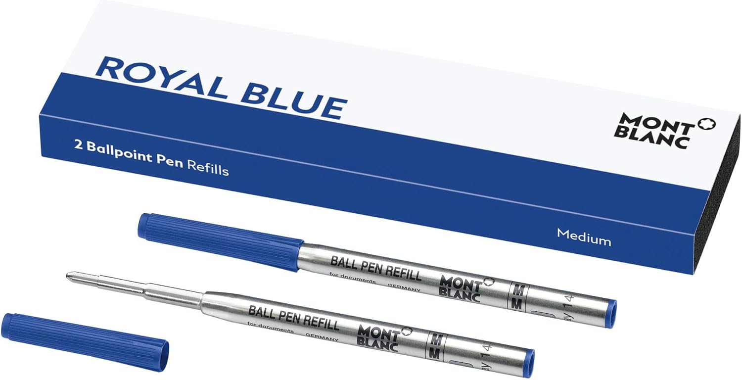 Montblanc Ballpoint Pen Refills (M) Royal Blue 124493 – Refill Cartridges with a Medium Tip for Montblanc Ball Pens – 2 x Blue Ballpoint Refills