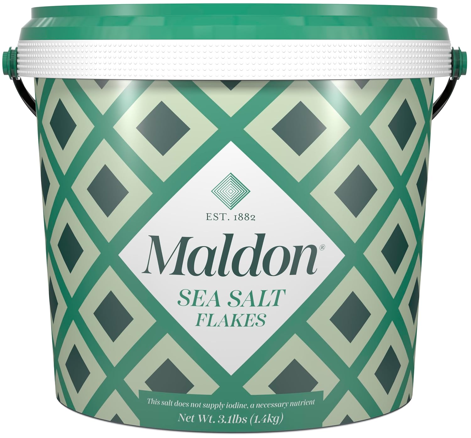 Maldon - Sea Salt Flakes Tub, 3.1 lb (1.4kg) - Unique Pyramid Shaped Salt Flakes, Perfect for a Wide Range of Dishes, Hand-Harvested for Four Generations