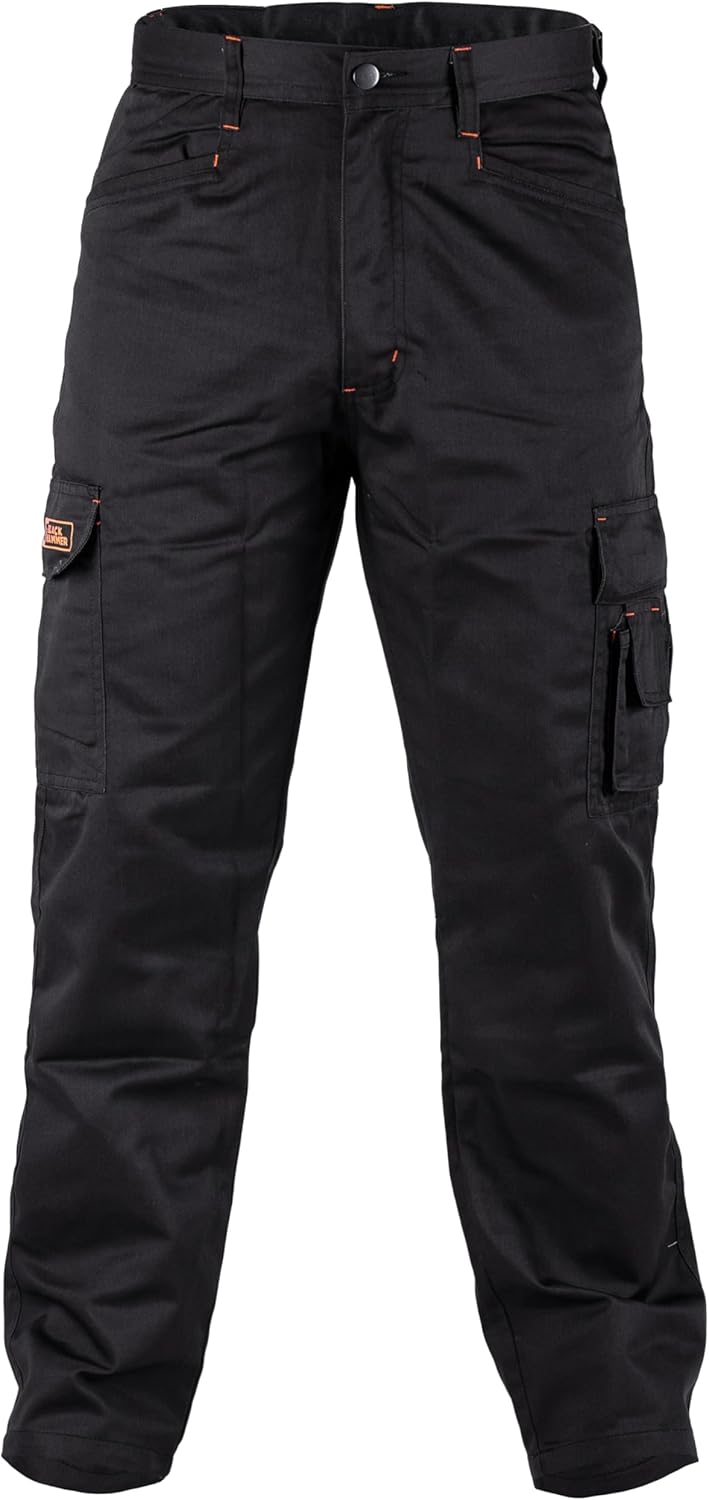 Black Hammer Mens Combat Work Trousers Cargo Pants Multi Pockets Joggers Reinforced Seams Tradesman Warehouse Survival Black