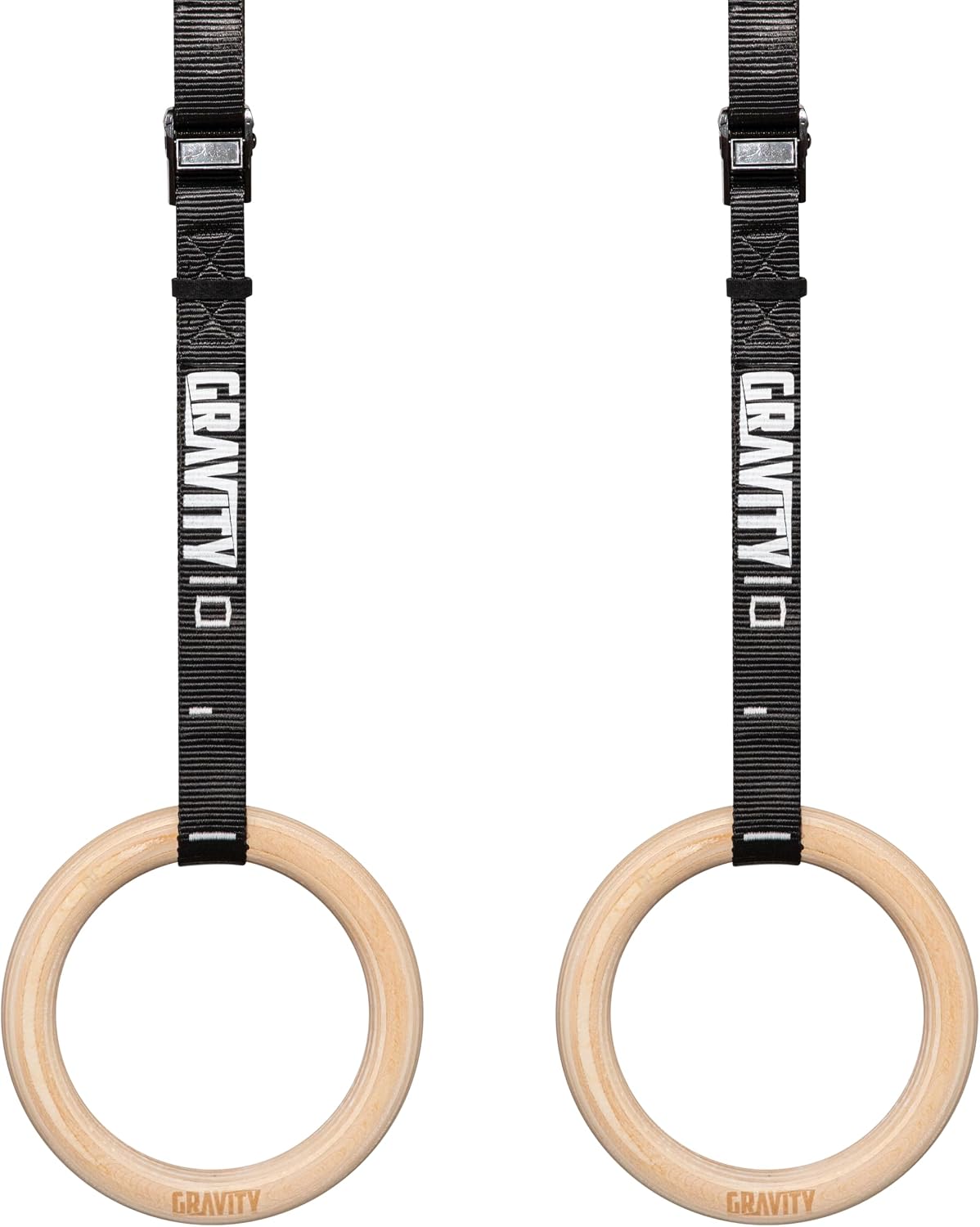 GRAVITY FITNESS Wooden Gymnastic Rings with Adjustable Straps with Buckle – Premium Calisthenic Olympic Rings for Gymnastics, & Full Body Fitness for Home and Gym Workouts