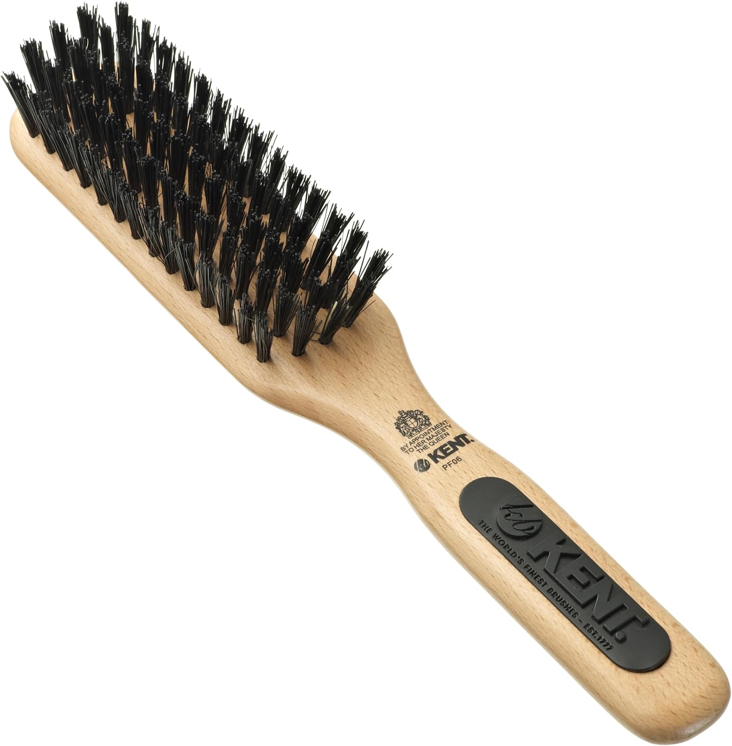 Kent Brushes PF06 Perfect For Smoothing Hairbrush, Narrow Bristle & Nylon Mix Brush for Short to Medium Hair, Beechwood Handle with Rubber Grip