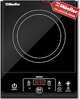 Mueller RapidTherm Portable Induction Cooktop, Hot Plate Electric Stove Top Burner 1800W, 8 Temp Levels up to 460°F, Auto-Off & Pot Detection, LED Display, Child Lock, 4 Programs, Burners for Cooking
