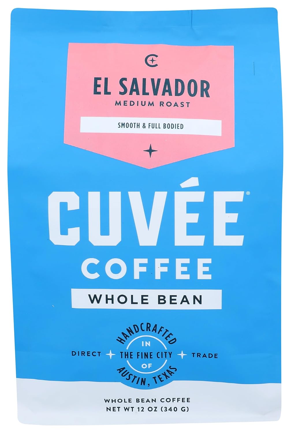 Cuvee Coffee El Salvador – Single Origin Medium Roast Whole Bean, 12 oz – Bright Tangerine & Plum Notes, Direct-Trade, Roasted in Austin, TX.