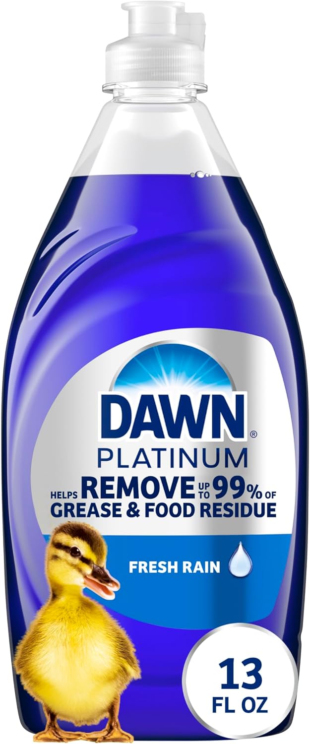 Dawn Platinum Dish Soap, Fresh Rain Scent Liquid Dishwashing Detergent, Powerful Dawn Dish Soap for Tough Grease Removal, 13 oz