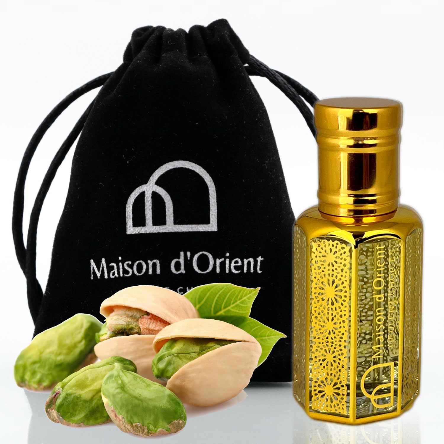 Pistachio Perfume Oil 12 mL – Creamy Pistachio Almond Vanilla and Sandalwood. Concentrated Attar in Arabian Tola Bottle, Alcohol Free, Long Lasting Oil, Compliment Magnet