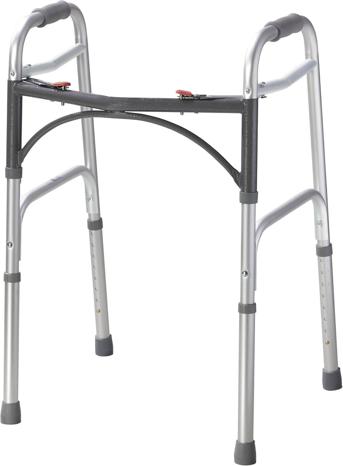 Drive Medical Deluxe 2-Button Folding Walker, Lightweight Walkers for Seniors and Adults, 350 lb. Weight Capacity, Silver