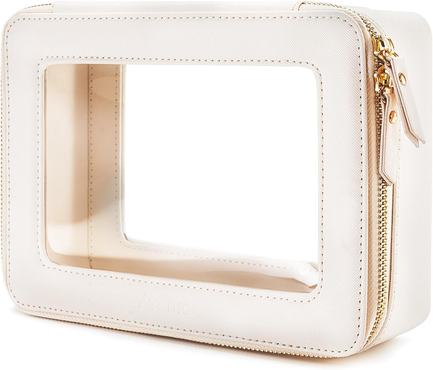 Aveniee Clear Makeup Bag Organizer, Travel Toiletry Bag Cosmetic Case for Women, Portable Make Up Skincare Pouch Car Organizer Bag with Zippers for Essentials,White