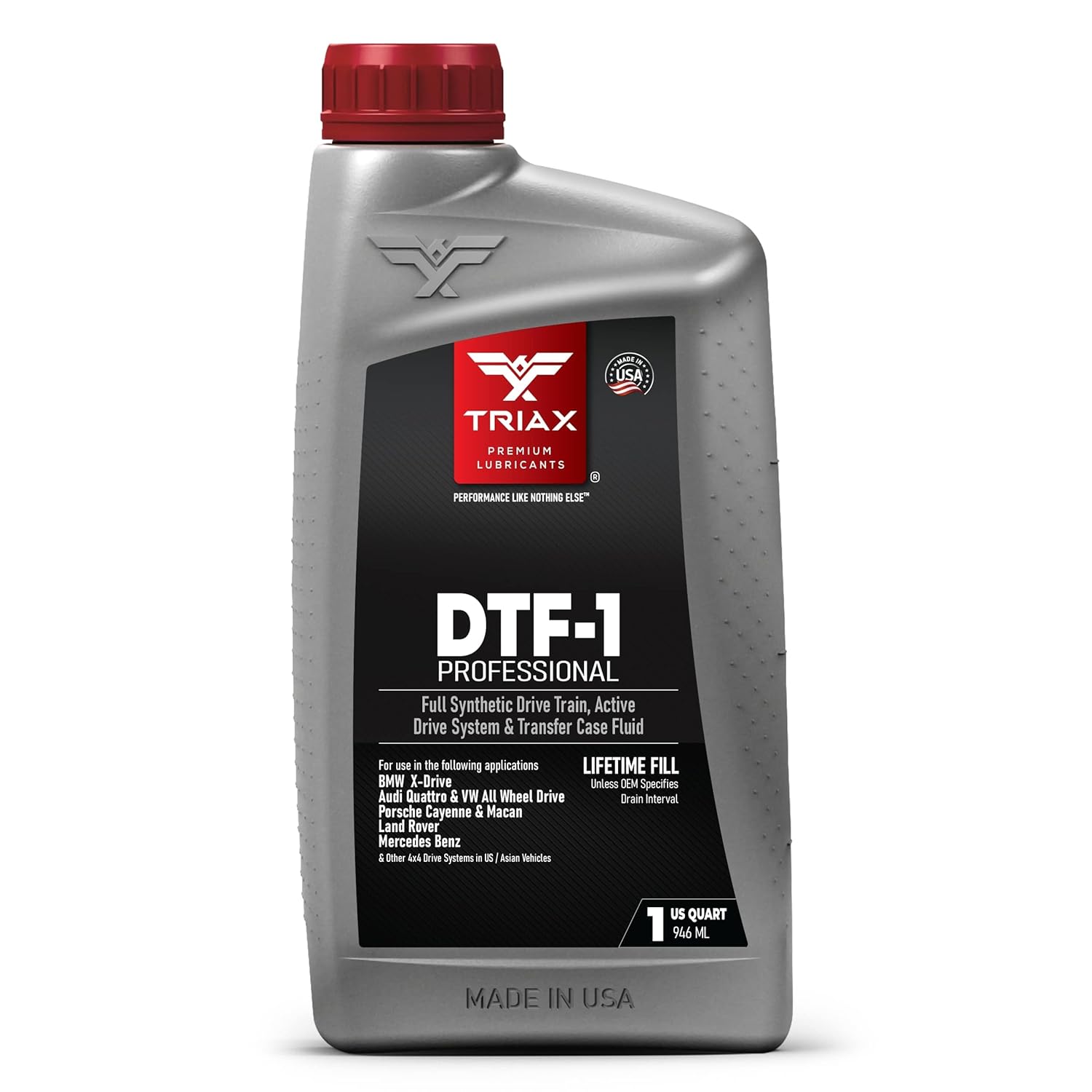 TRIAX DTF-1 Transfer Case Fluid - Full Synthetic - Lifetime Fill - All-Season -50°C - Compatible with BMW XDrive - Audi Quattro - Range Rover - Porsche - Mercedes - and More 1 quart/0.946 L