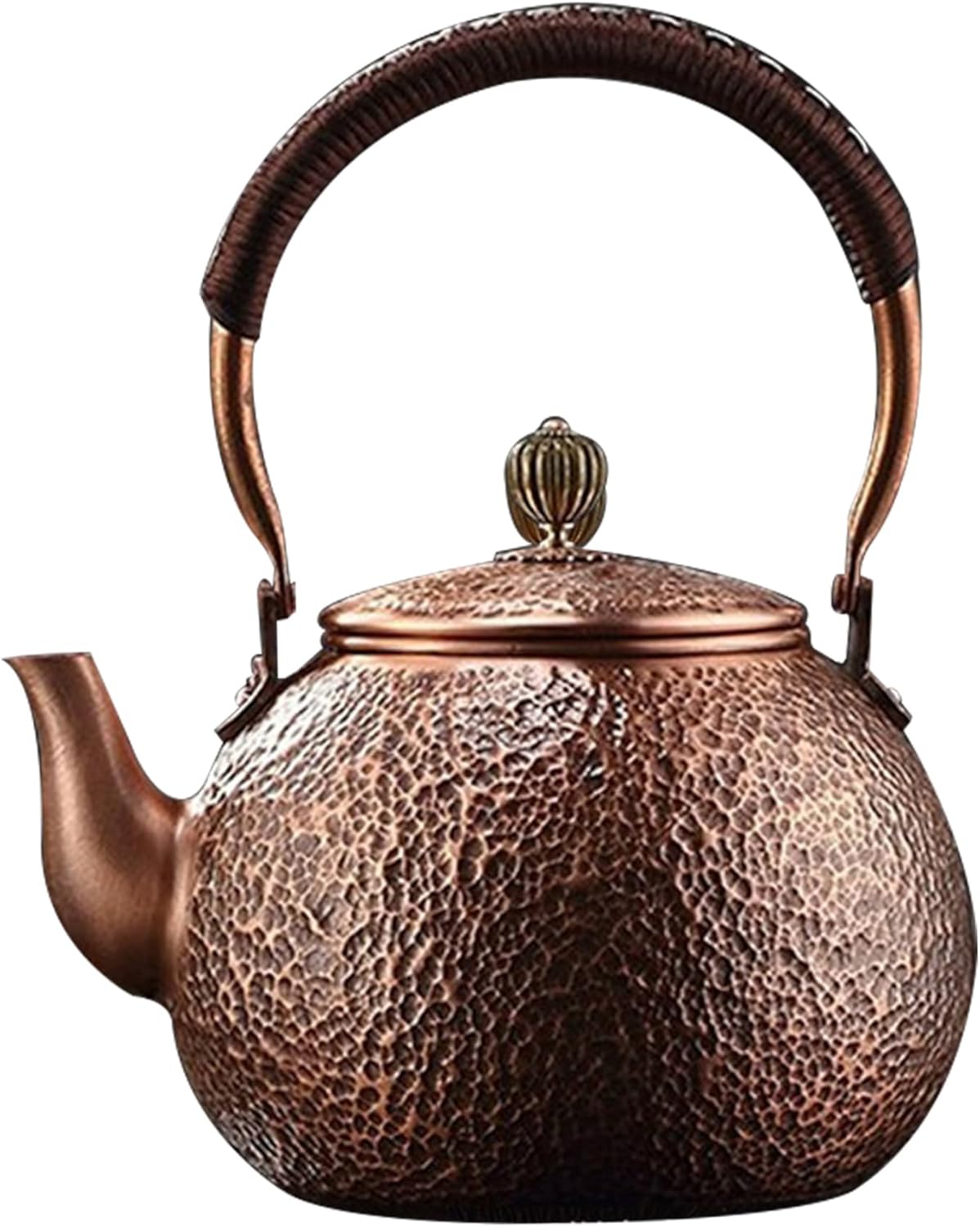 KDAMGOQE Copper Tea Kettle For Stove Top Copper Tea Kettle, 1500ml Red Copper Kettle with Non Slip Handle, Vintage Hammered Copper Teapot with Filter Holes, Tea Kettle for Stove Top