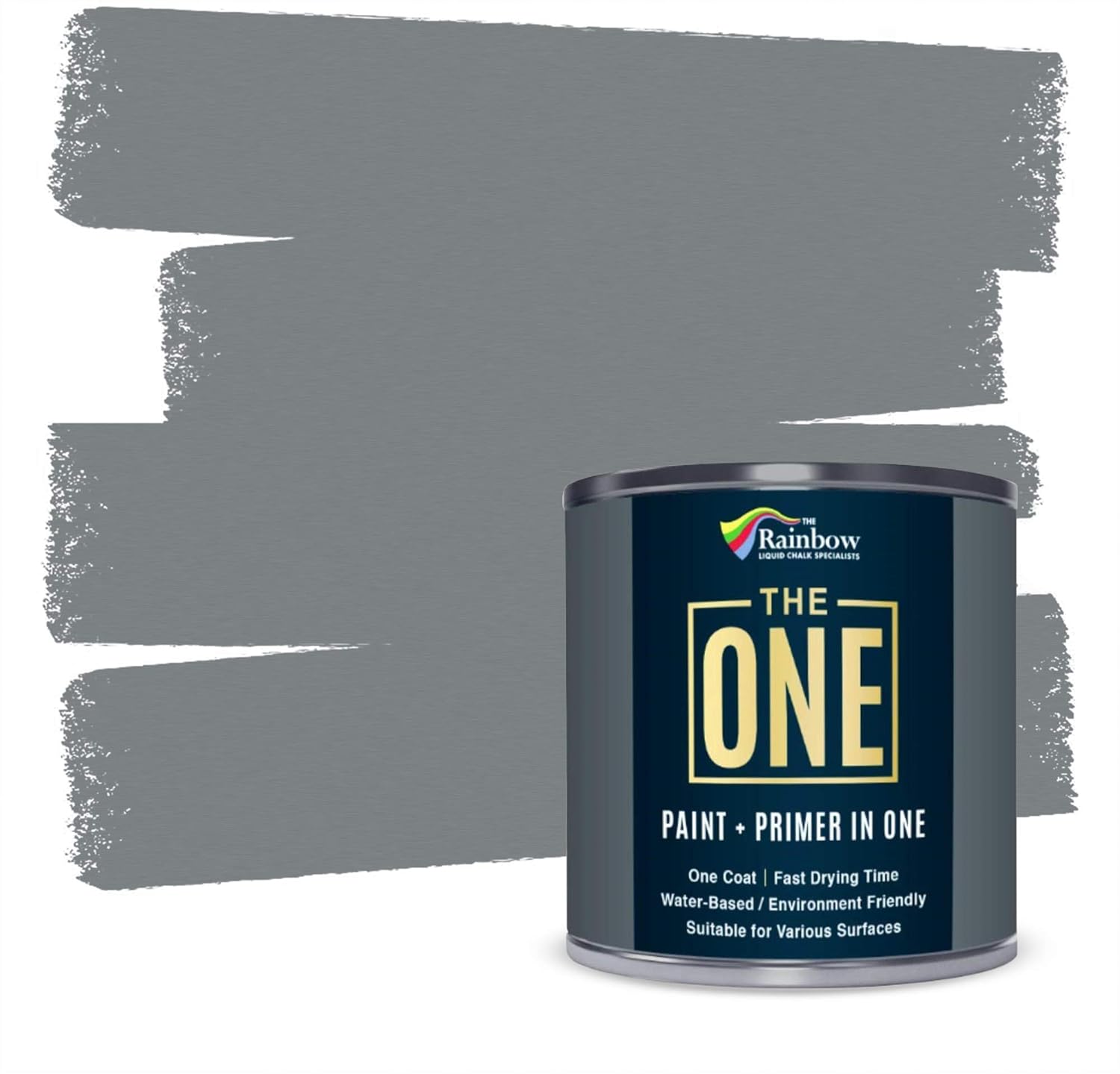 THE ONE Paint & Primer: Most Durable, Cabinet Paint, Front Door, Walls, Bathroom, Kitchen, Tile Paint and More - Quick Drying Paint for Interior/Exterior (Grey Satin, 1 Litre)