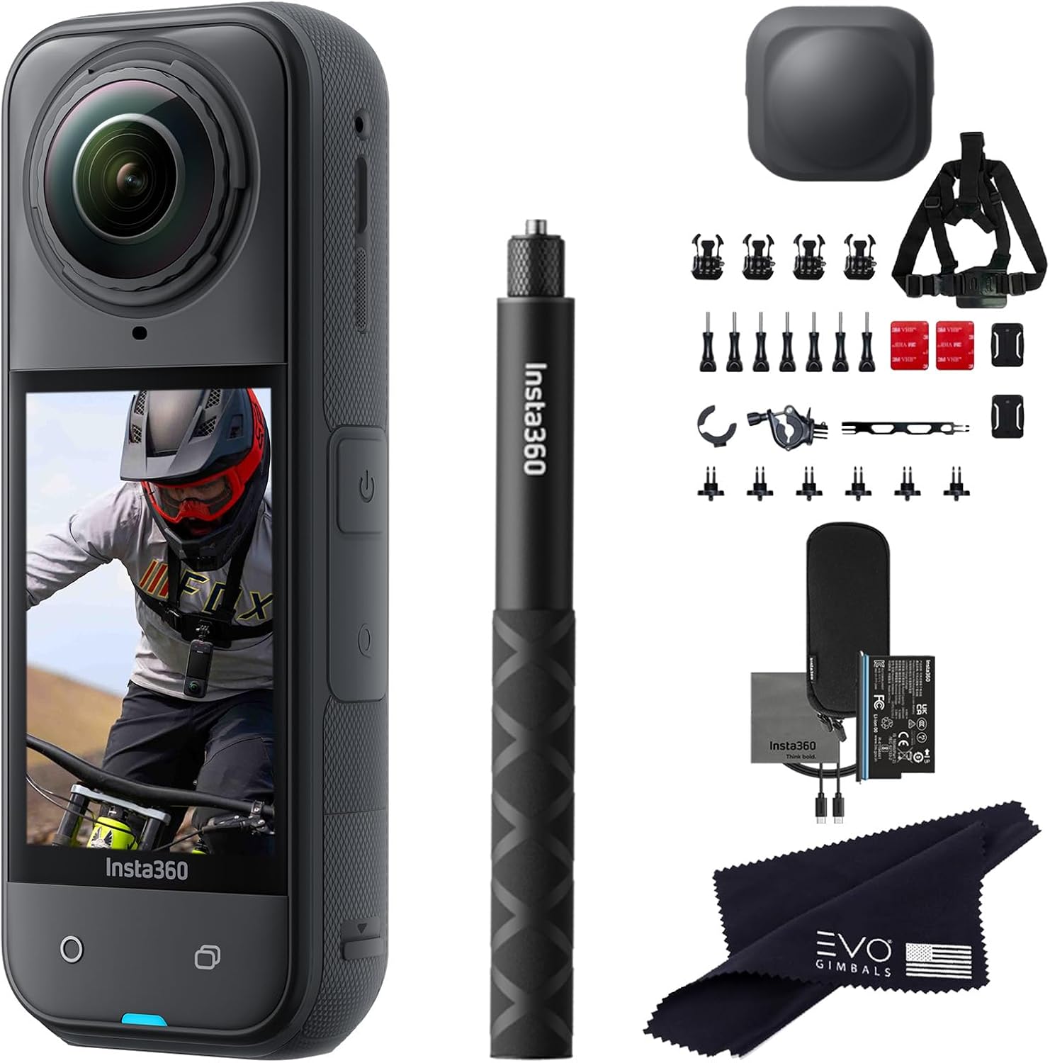 Insta360 X5 Bike Bundle-8K Waterproof 360 Action Camera with 1/1.28" 48MP Sensors, 8K 360 HDR Video, 72MP 360 Photo, 4K Single-Lens |Bundle Includes Bike Bundle, Selfie Stick, Lens Cap (No Card)