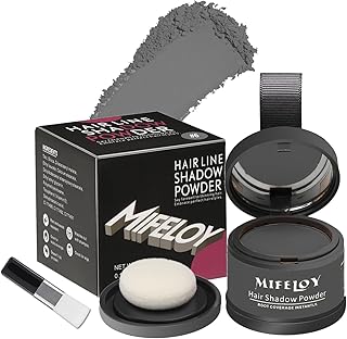 Root Touch Up Powder, Instantly Gray Hair Cover Up, Women Color Root Coverage Shadow Powder for Thinning Grey Hairline, Men Roots Concealer for Hair Loss Beard Line Eyebrow, Gray