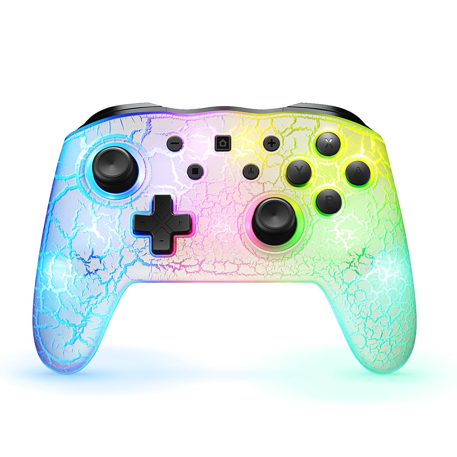 Manba Switch Pro Controller,Wireless Switch Controller Compatible with Nintendo Switch/Lite/OLED/PC,Bluetooth Pro Controller Switch with Adjustable LED Light/Turbo/Vibration,Wake-Up Function(White