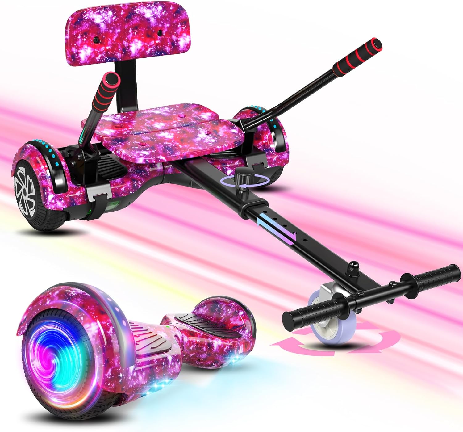 Scooter Purple Set with Seat Attachment, Scooters with Adjustable Frame Length for Kids