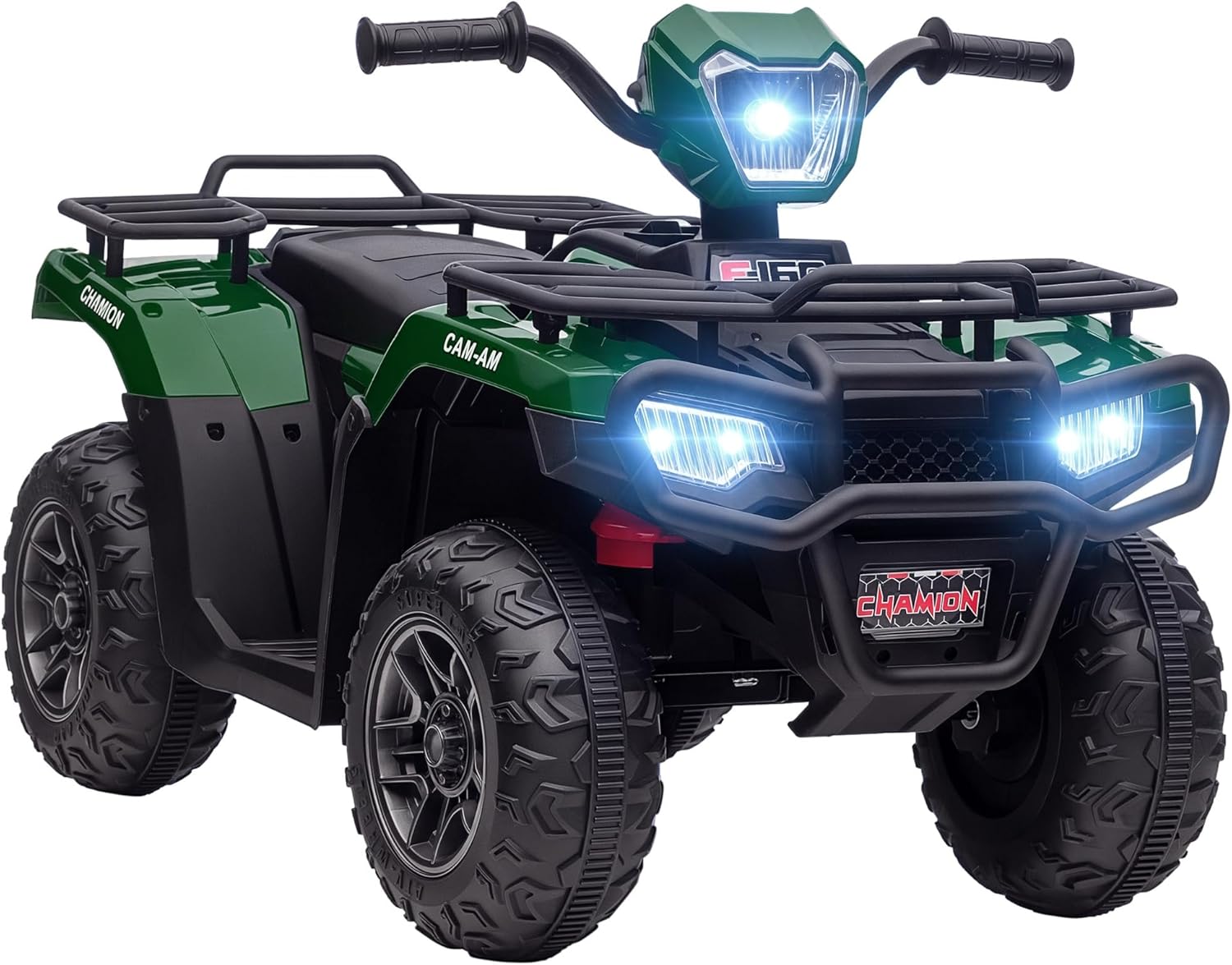 HOMCOM 12V Electric Quad Bike for Kids, Ride-On ATV Car w/Forward, Reverse Functions, Music, LED Headlights, for Ages 3-5 Years - Green