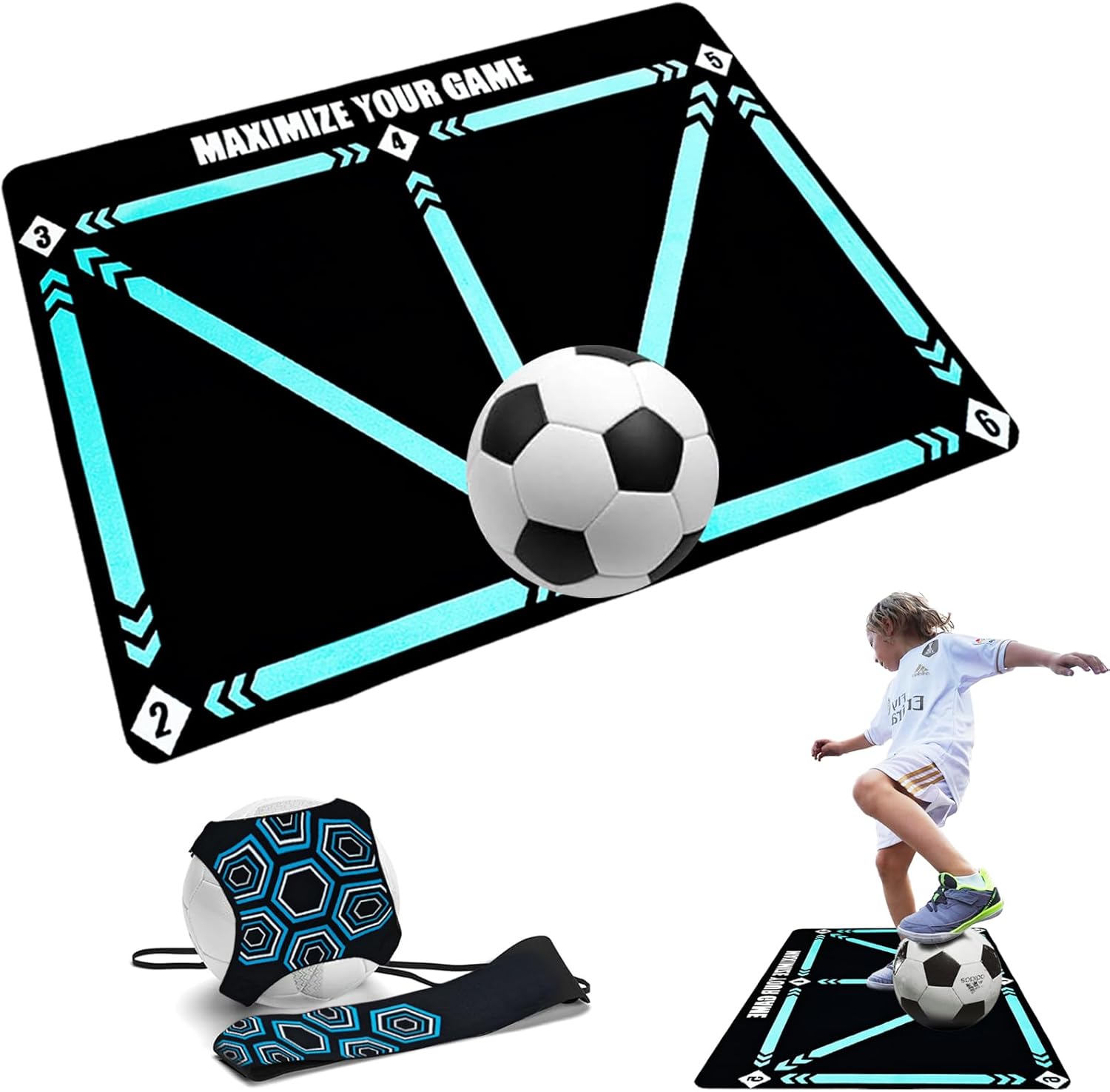 Football Footstep Training Mat for All Levels: Agility Training Mat, Non-Slip Silent Equipment for All Ages to Improve Speed, Strength and Coordination