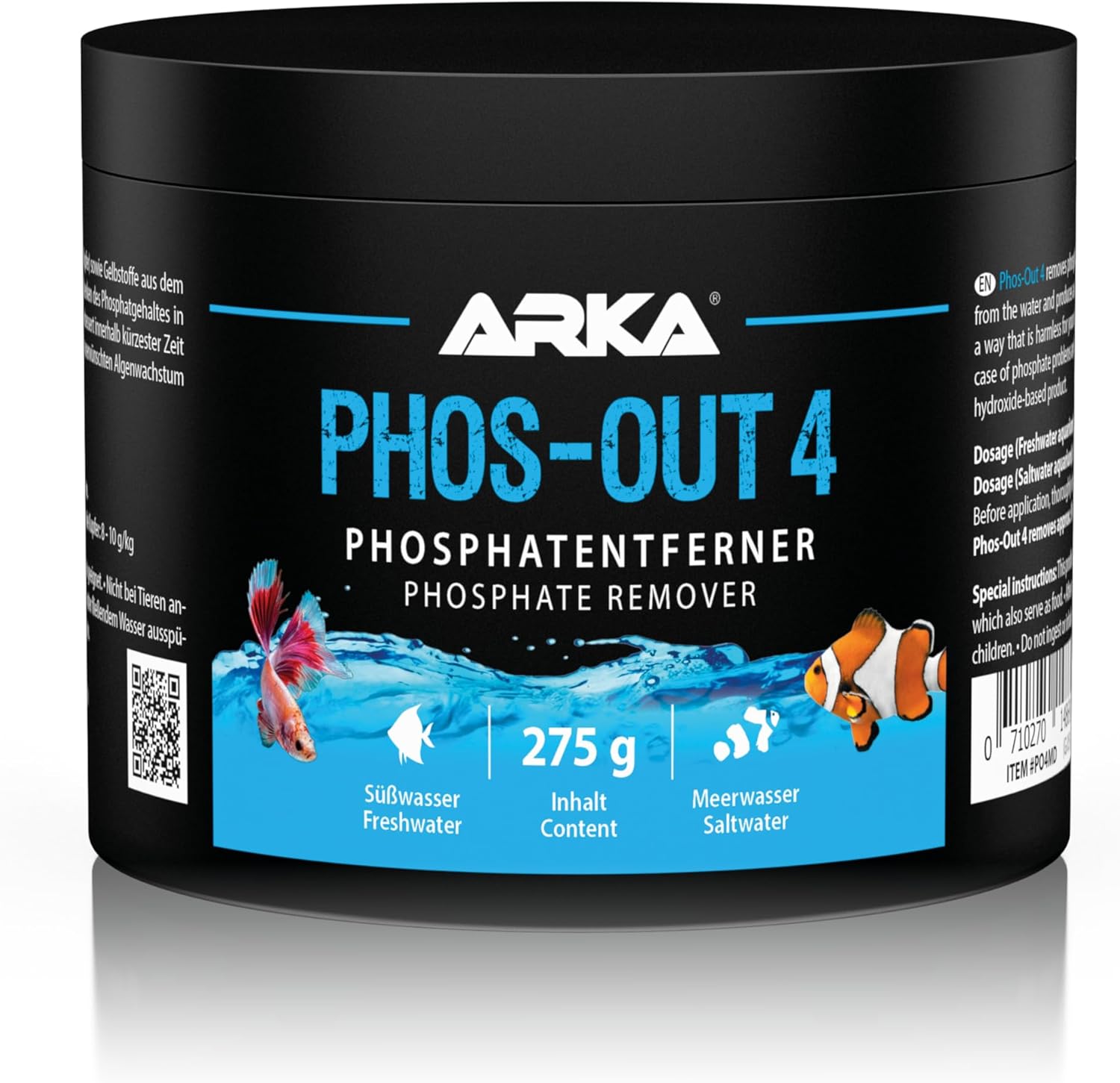 Phosphate Remover Aquarium – ARKA Phos-Out 4 Granules 500ml – removes phosphate, silicate & tannins – iron hydroxide media for freshwater & marine tanks – with filter bag – pH neutral & residue-free
