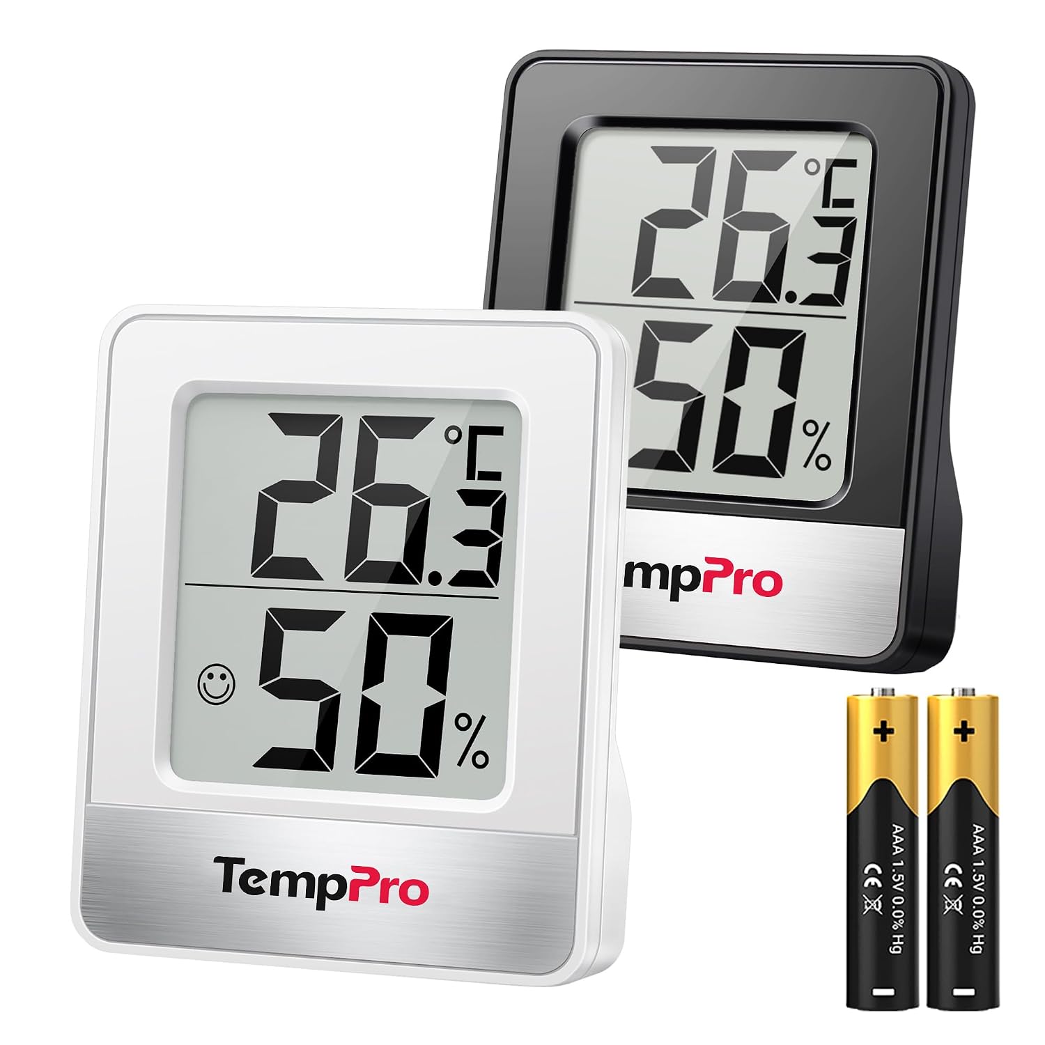 TempPro TP49 Digital Indoor Hygrometer, Mini Room Thermometer, 2 Pieces