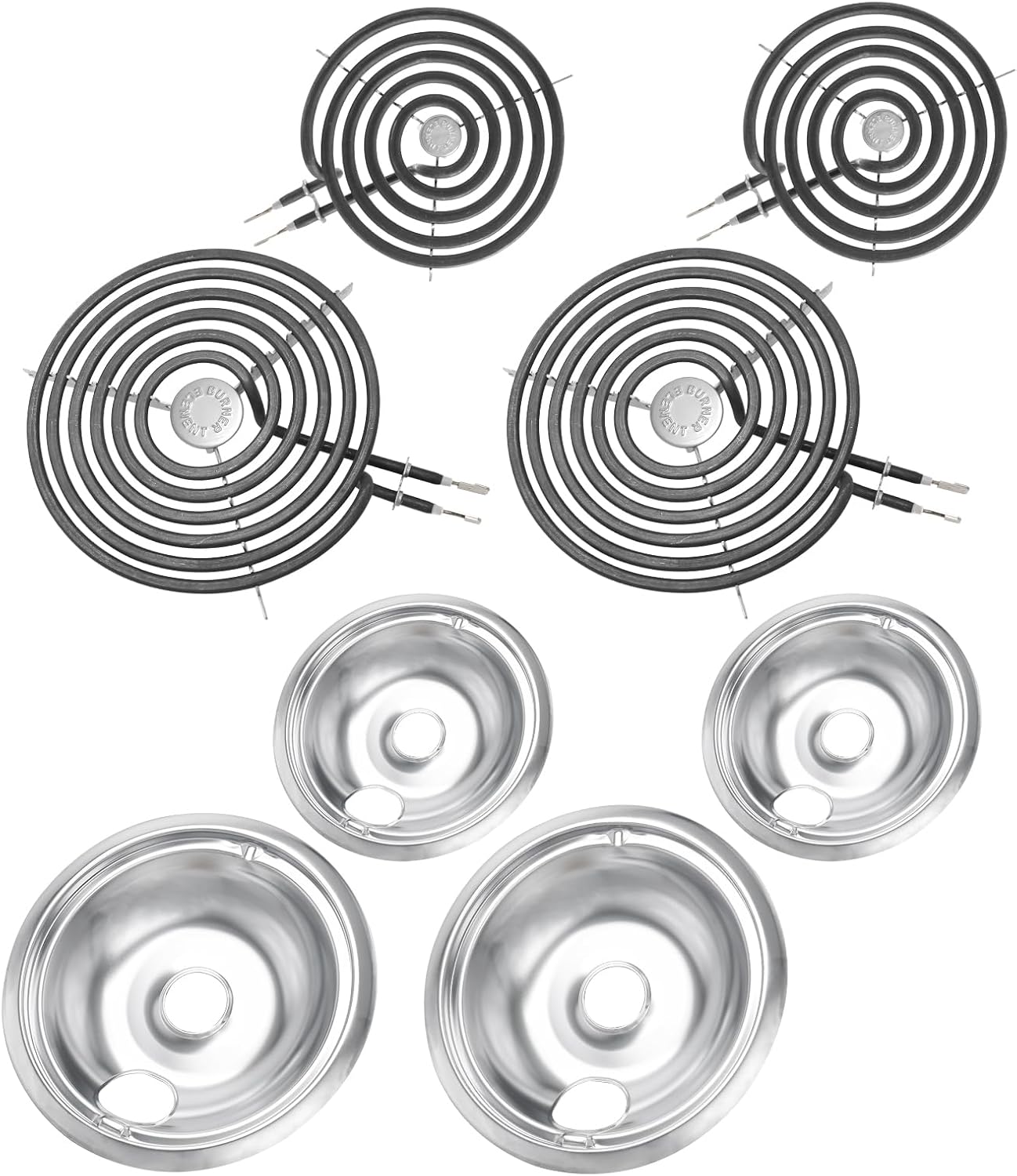 GE Drip Pans and Stove Burner Element Unit Set, Perfectly Fit WB30M1 & WB30M2 -Replacement for GE Hotpoint Stove Top
