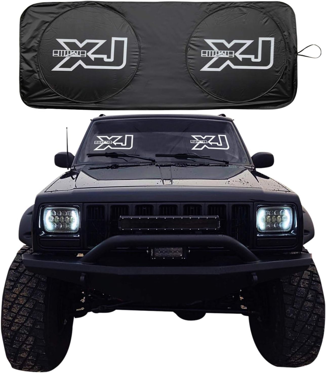 Cherokee XJ Accessories, Windshield Sunshade, Banner, Sun Shield, Fits Every Year XJ 1984-2001, Custom fit