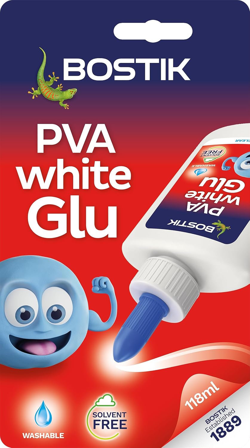 Bostik PVA Glue, Solvent Free Glue for Arts and Crafts, Dries Clear, 118ml bottle