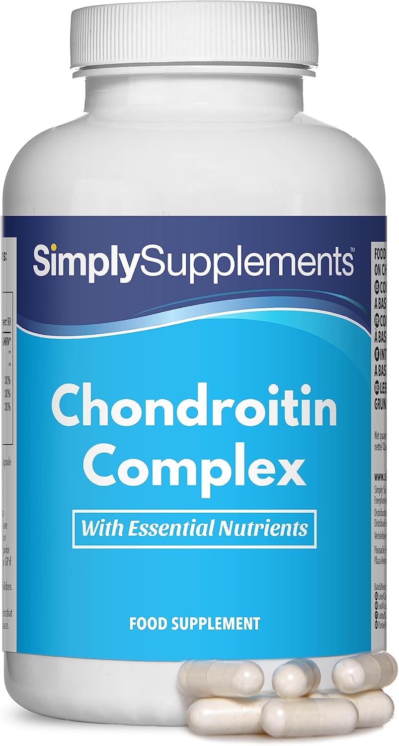 Chondroitin Complex Capsules | with Added Vitamin C, Manganese & Copper for Joint and Bone Health | 180 Capsules = 3 Months' Supply | Manufactured in The UK