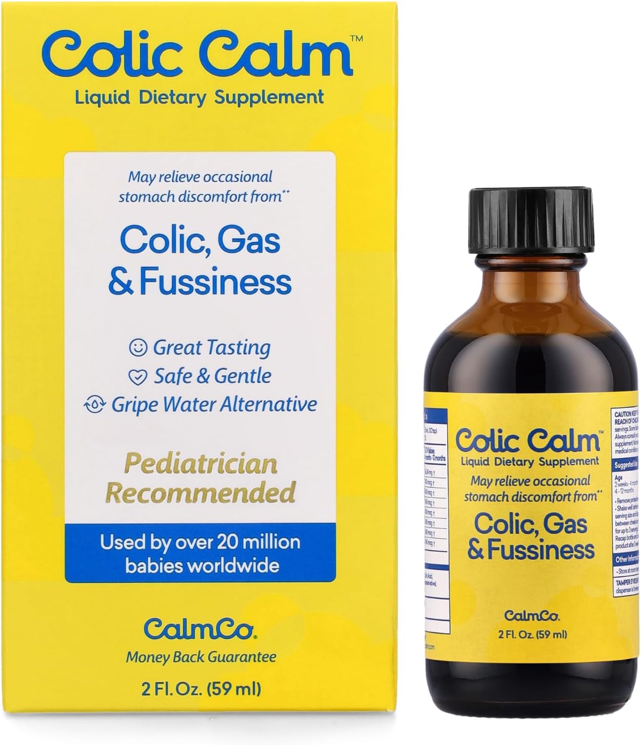 Colic Calm Infant Gripe Water for Colic, Helps Fussiness, Upset Stomach, and Baby Gas Relief, 2 fl oz (Pack of 1)