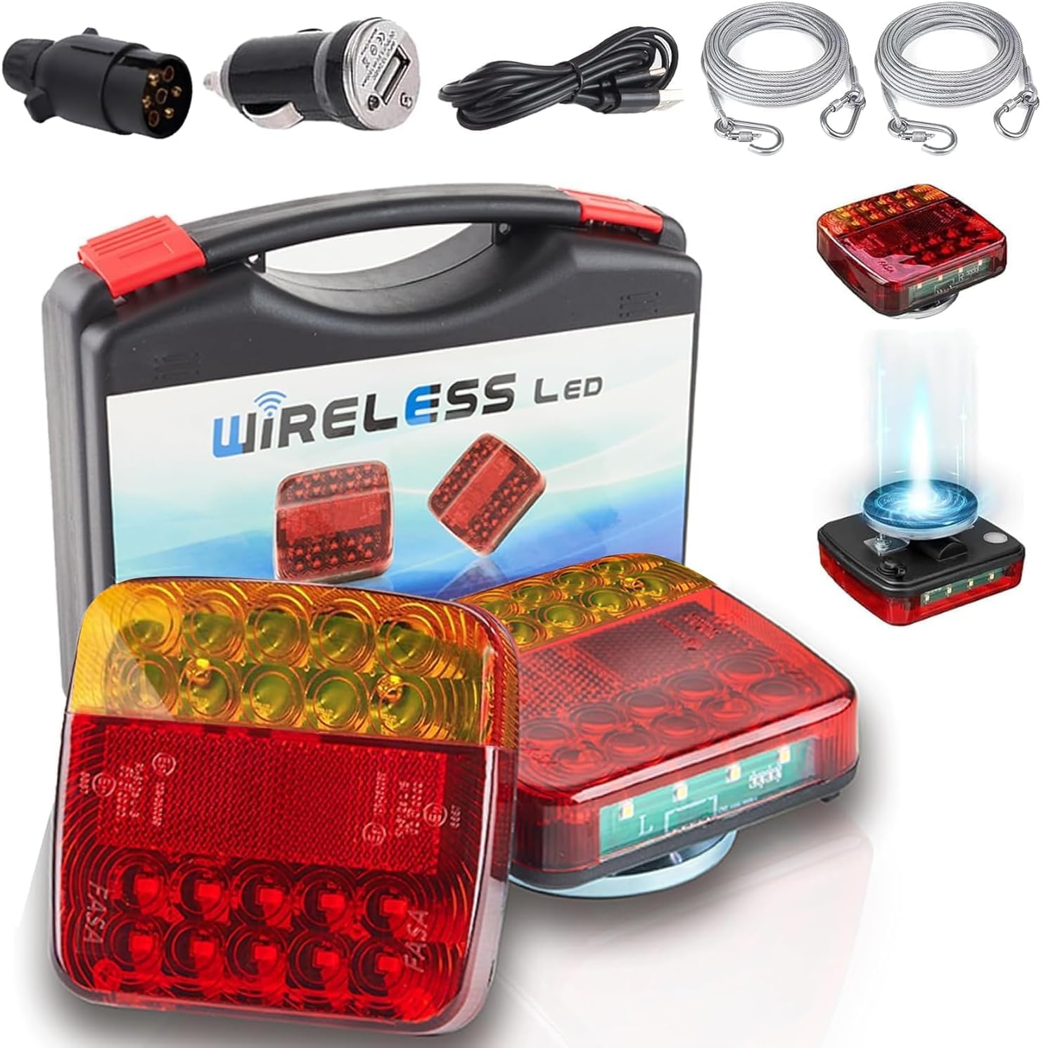Wireless Trailer Lights, Magnetic LED 7 Pin Trailer Lights