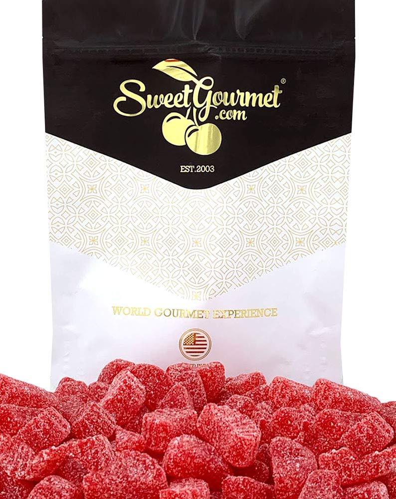 SweetGourmet Cherry Fruit Slices Sugar Coated Jelly Candy, 1 Pound Bulk Bag