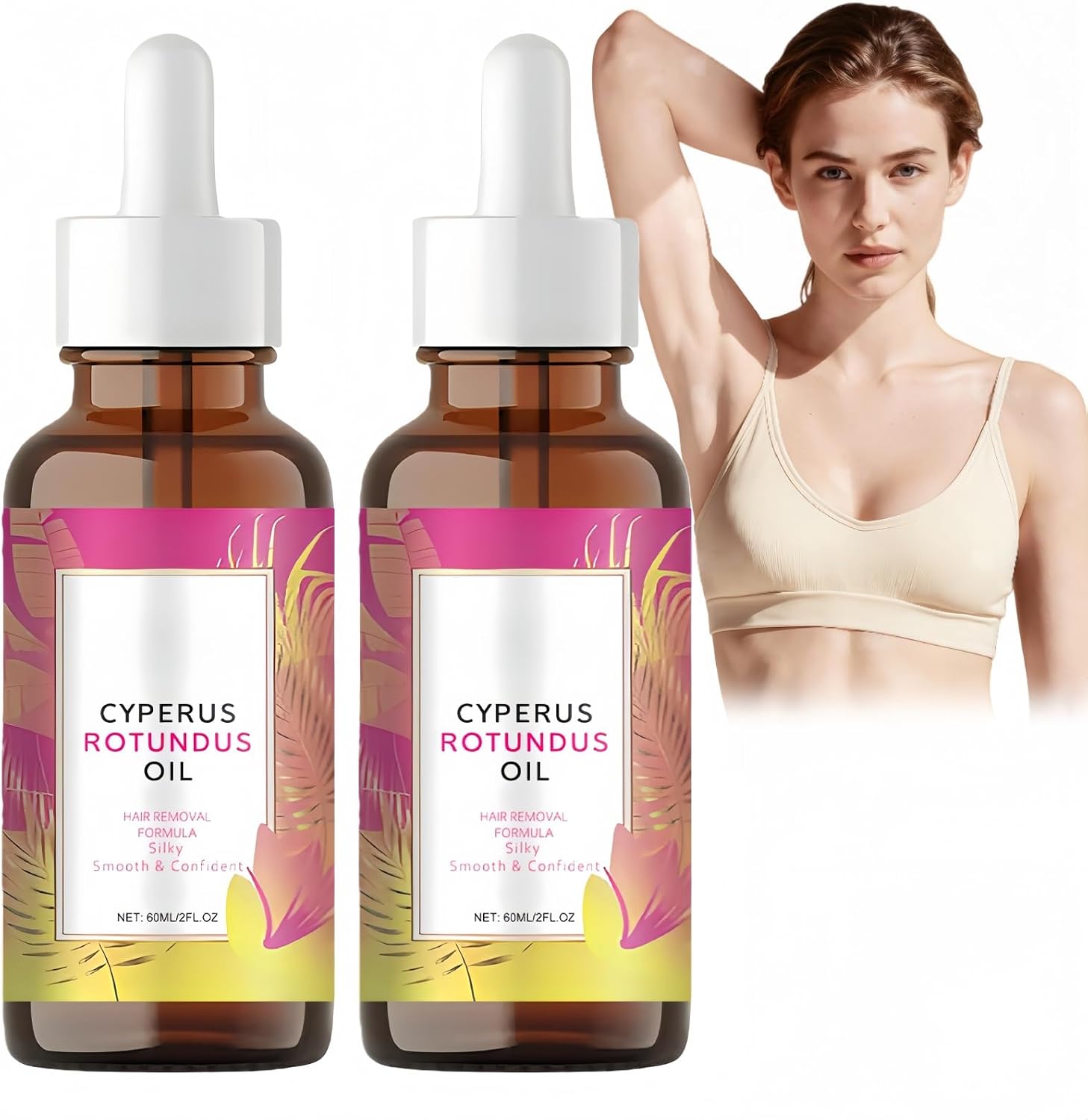 2PCS Cyperus Rotundus Oil for Hair Removal & Ingrown Hair Treatment,Shaving Oil & After Shave Serum for Women,Skin Smoothing Solution to Prevent Ingrown Hairs and Reduce Hairs Growth