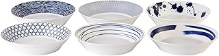 Royal Doulton Porcelain Pacific Mixed Patterns Set of 6 Pasta Bowls, 22cm, Blue