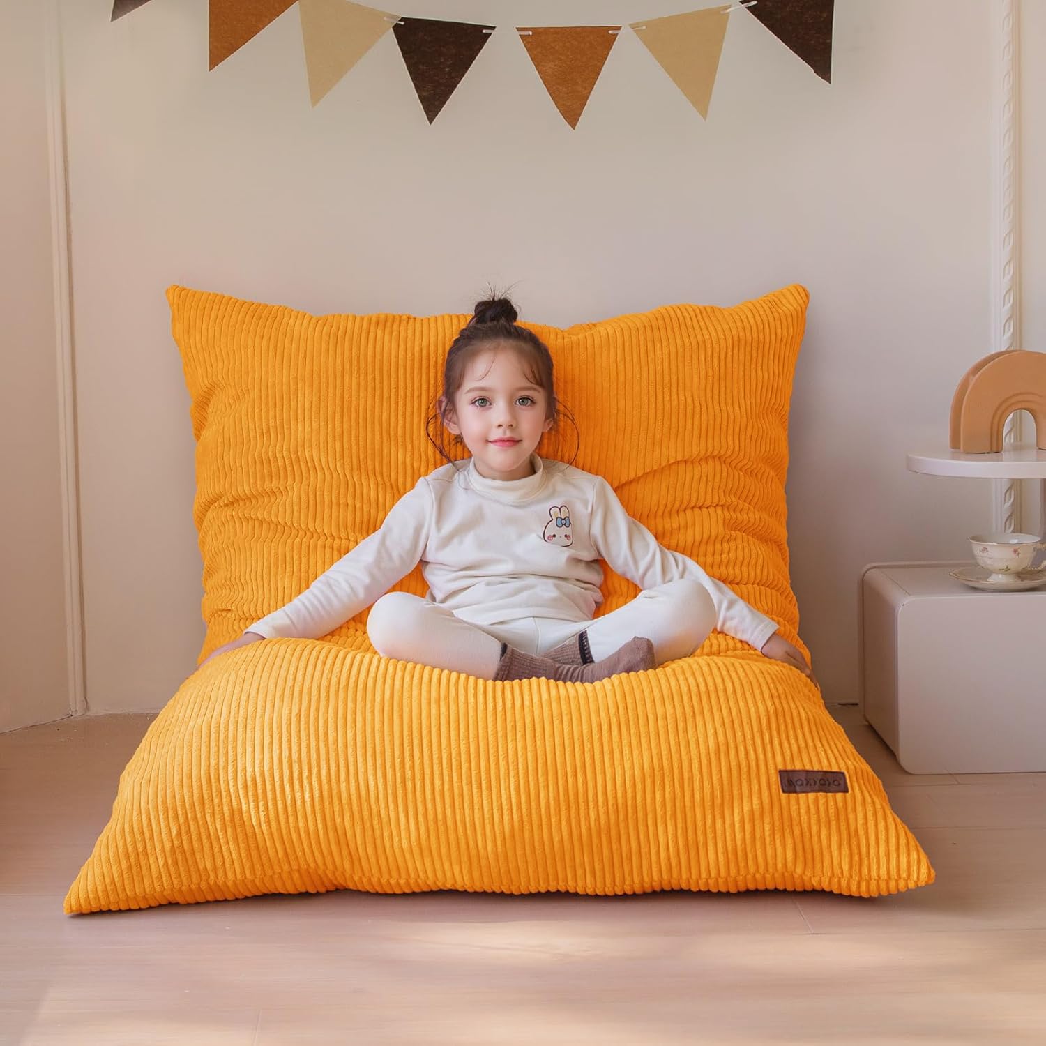 MAXYOYO 3 in 1 Kids Bean Bag Chair Bed, Convertible Chair Folds from Bean Bag to Lounger, Child Floor Sofa for Gaming, Reading, Floor Mattress with High-Density Foam Filling