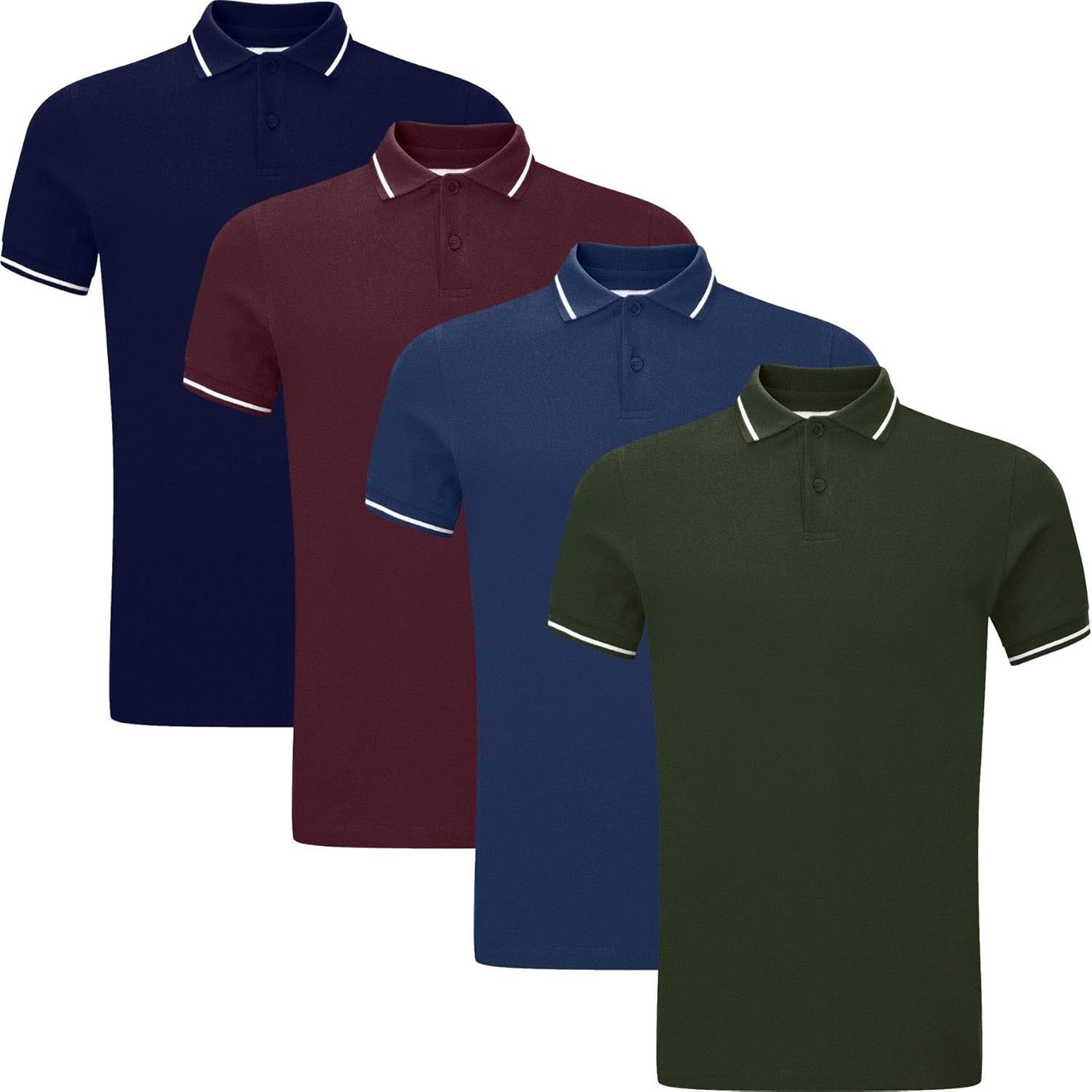 WJL WHISPERING JONES LONDON Mens 4, 5 or 6-Pack Polo Shirts Casual Tipping Collared Pique T-Shirts, Short-Sleeved Multi-Pack for Everyday Wear