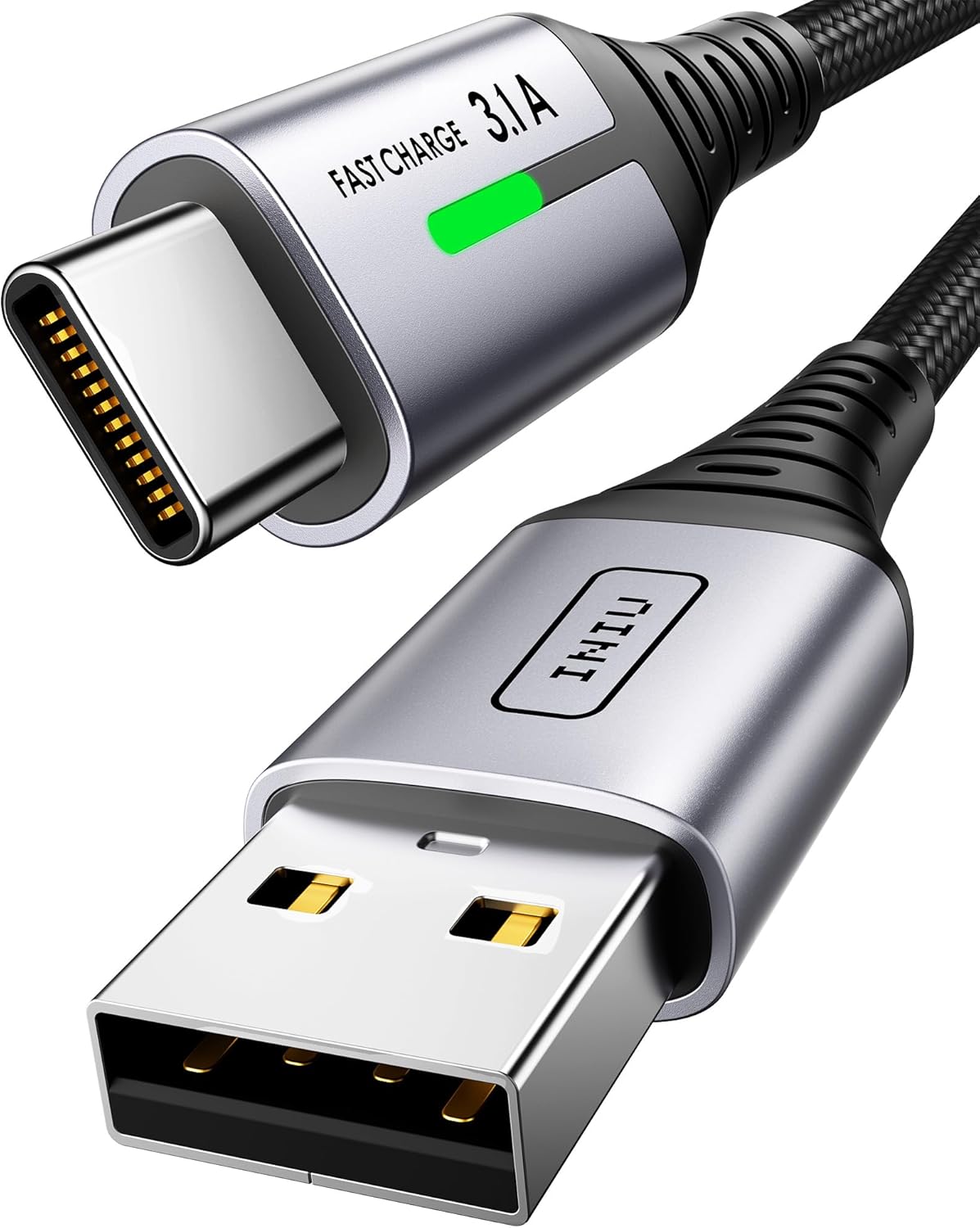 INIU USB C Charger Cable 2m 3.1A Type C Cable Fast Charging, Braided USB A to USB-C Phone Charger Cable USBC for iPhone 16 15 Pro, Samsung Galaxy S25 S24 Ultra, Pixel 9, iPad Air, Switch, Steam etc.