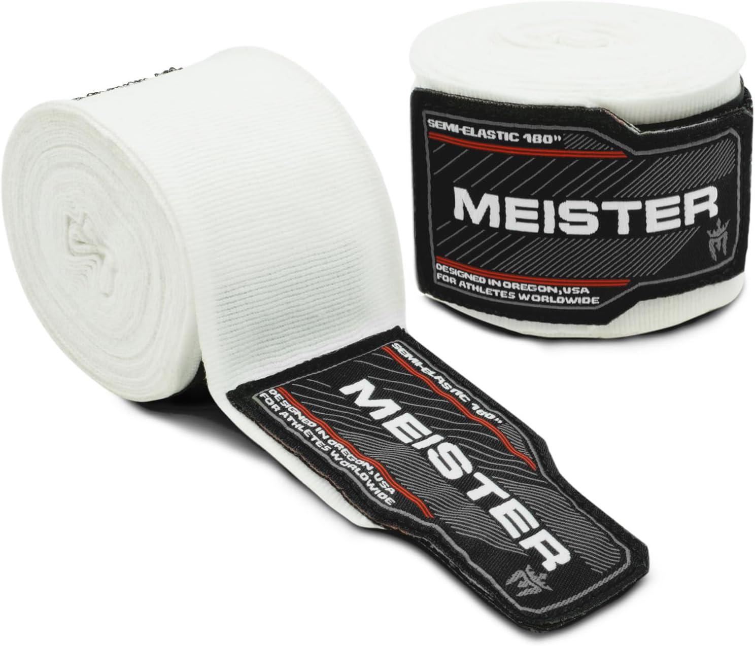 Meister Adult 180" Semi-Elastic Hand Wraps for MMA & Boxing (Pair)