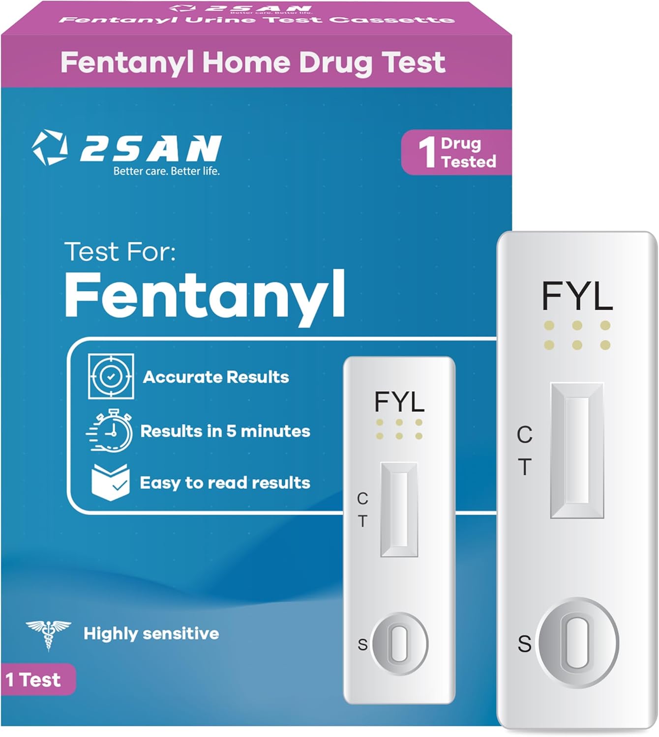 2San Rapid Fentanyl Test – #1 Trusted Brand for Quick & Accurate Detection – Fast 5-Min Home Drug Test – Easy-to-Use Urine Test Kit for Harm Reduction (1 Pack)