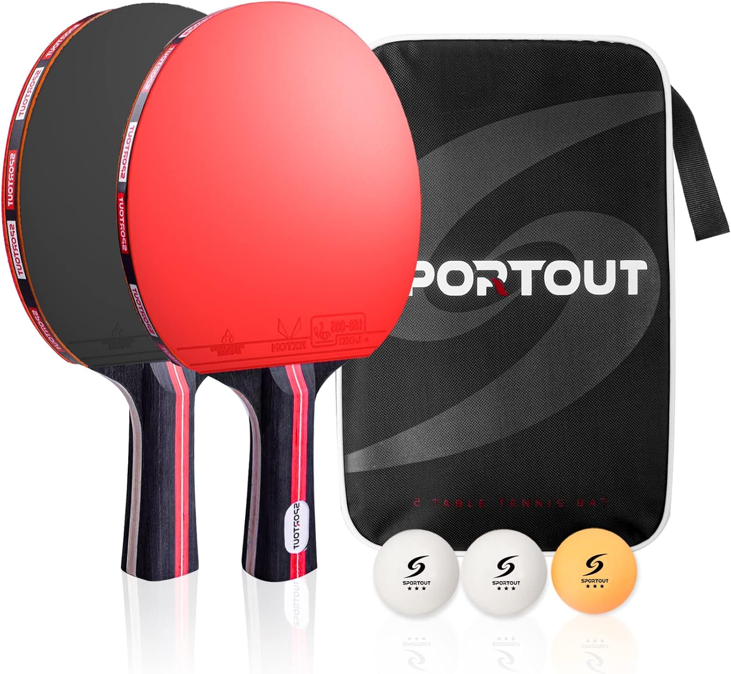 Sportout Portable Ping Pong Set - High-Performance Bats, 3-Star Balls, Compact Storage Case for Outdoor & Indoor Table Tennis