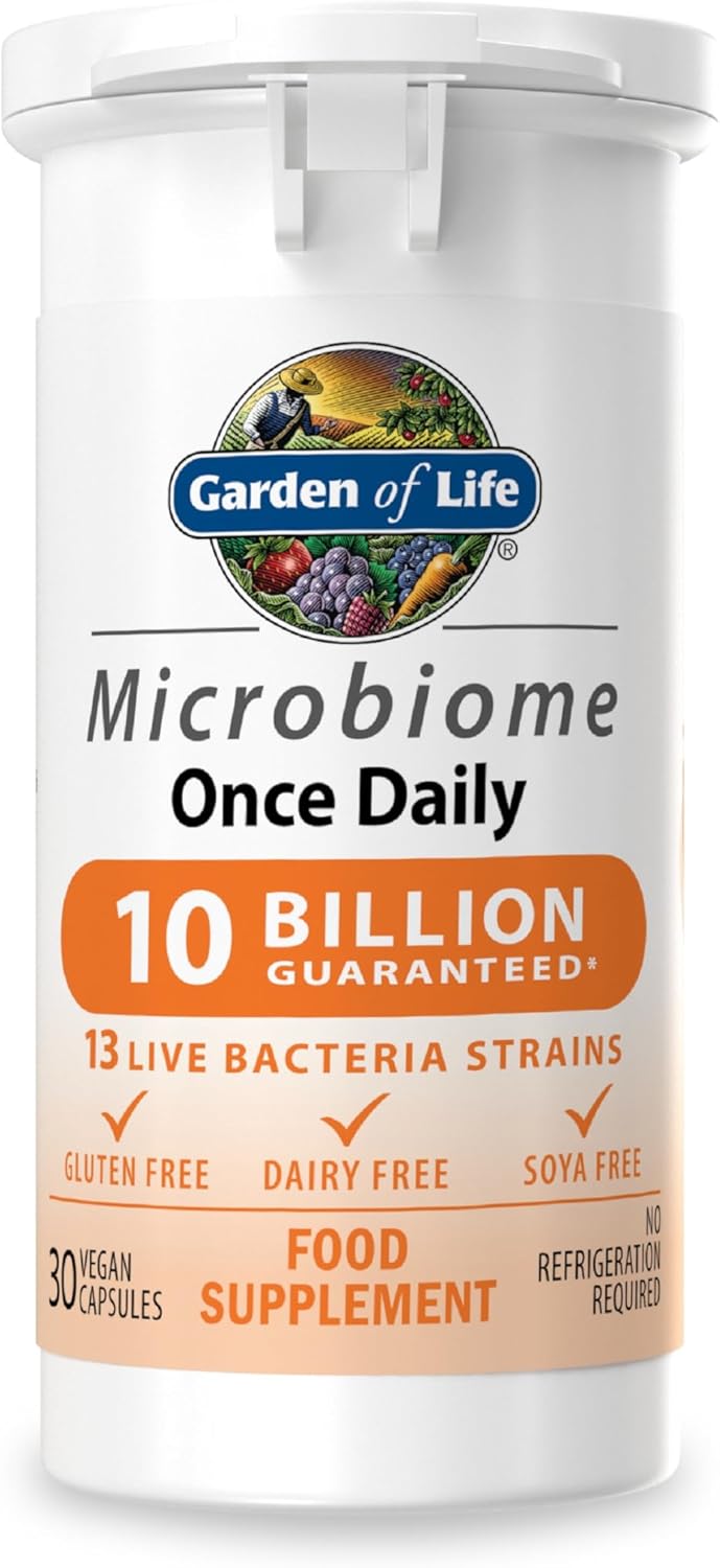 Garden of Life Microbiome Probiotics Once Daily Supplements | 30 Vegan Capsules Made in Italy | 10 Billion CFU 13 Strains | Gluten, Dairy & SOYA Free - Vegan