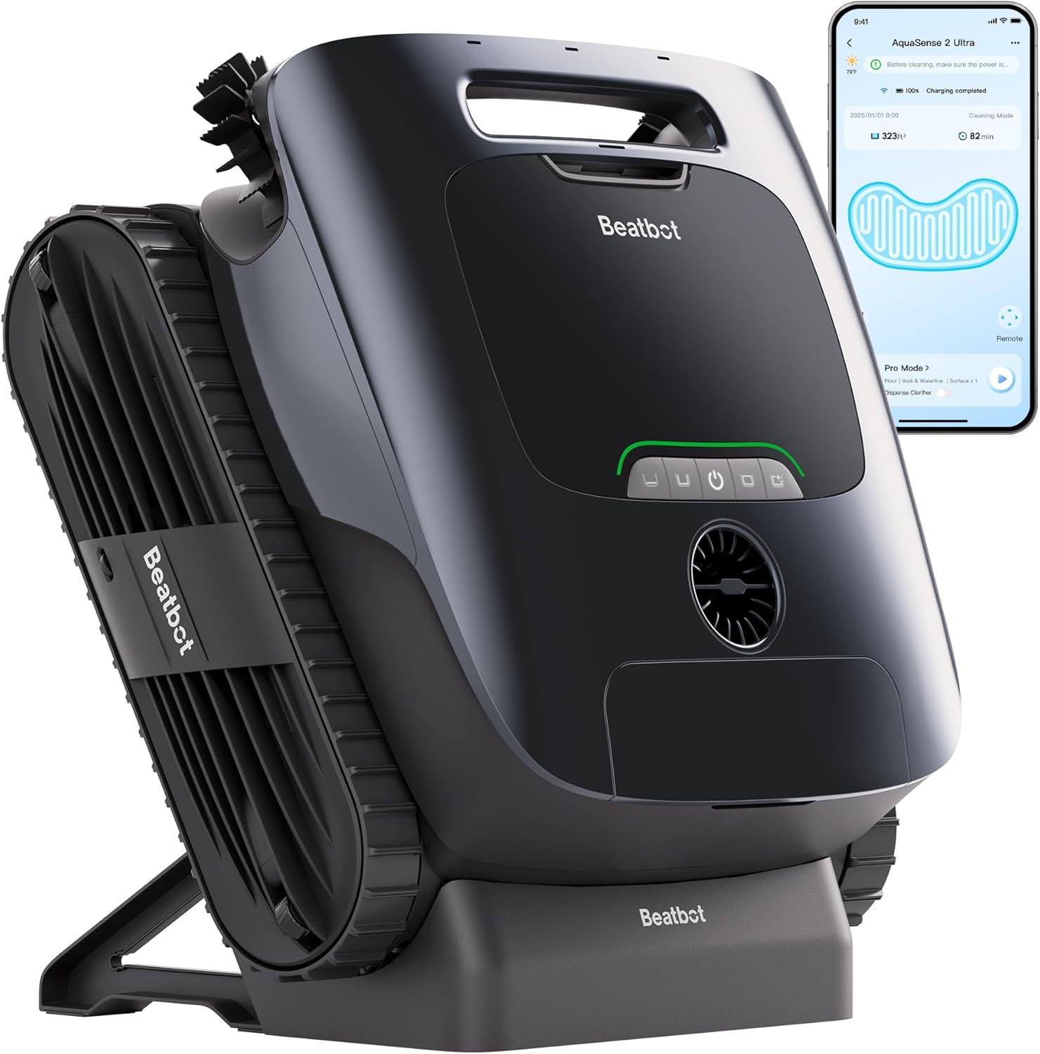 Beatbot AquaSense 2 Ultra Cordless Robotic Pool Cleaner for Complex Pools, Pool Mapping with AI Camera, 5-in-1 Cleaning, Smart Surface Parking, Pool Skimmer, Water Clarification – Abyssal Blue