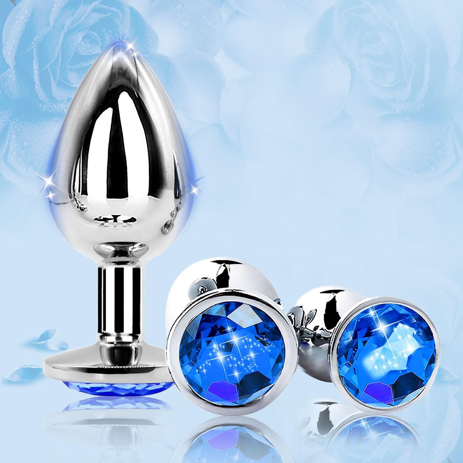 F1P-Stainless Steel Metal Trainer Kit 3 Piece Set Diamond Exercise Anil Plug Kit for Women Men Beginner in Anaywhere You Want (Blue)