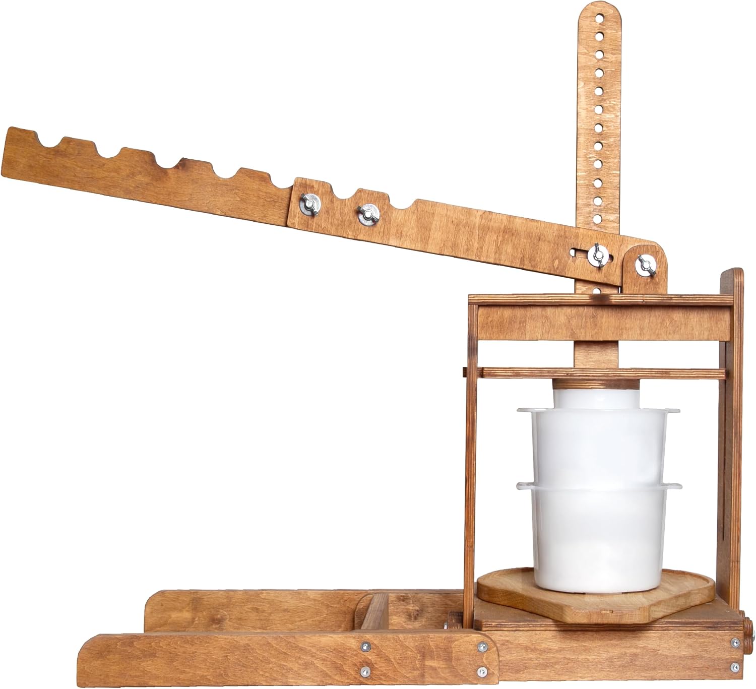 BIG Dutch Wooden Cheese Press - Cheese Making Kit (Wooden Cheese Press with Lever and 2 Cheese Molds 1,3 Qt, 2 Qt, 2 Cheeseclothes)-Cheese Press for Home Cheese Making pressure up to 400 lbs